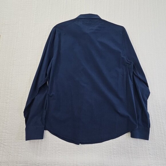 Calvin Klein Jeans Shirt Men's L Navy Blue Plaid Button Down Pockets EUC Luxe - Picture 10 of 15